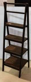 Wood and Rattan Folding Shelf