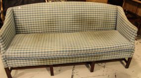 Mahogany Blue Plaid Sofa