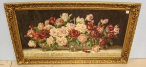 Roses Print on Board in Gold Carved Frame