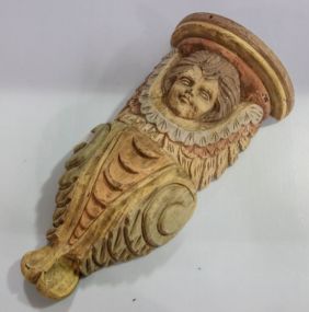 Carved and Painted Wood Wall Sconce