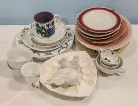 Group of Various Plates, Rooster Shakers & Deviled Egg Plate