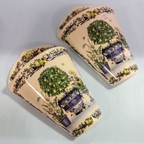 Two Painted Porcelain Wall Pockets