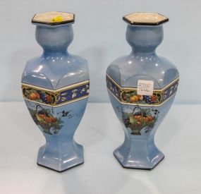Pair of Six Sided Porcelain Vases 