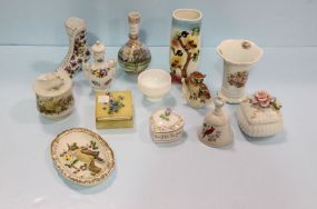 Four Small Porcelain Boxes, Shoe & Vases