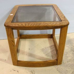 Oak Glass Top Side Table