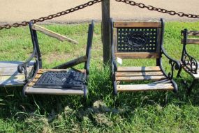 Two Wood and Metal Hummingbird Chairs