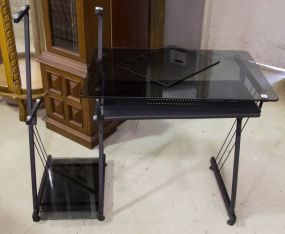 Glass and Metal Computer Desk