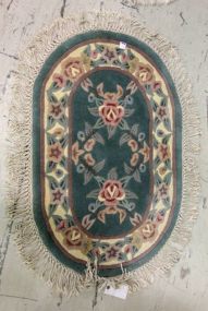 Light Green Oval Chinese Rug