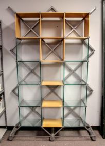 Metal Shelf with Glass and Wood Shelves