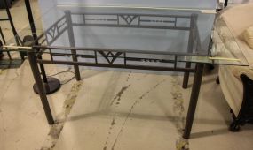Glass Top Dining Table with Metal Base