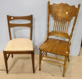 Oak Spindle Back Chair & Walnut Chair