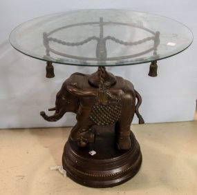 Resin and Metal Elephant Table with Glass Top
