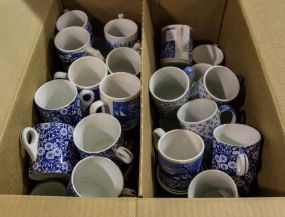 Group of Blue and White Mugs