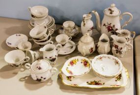 Painted Porcelain Tea Set, Cups & Saucers