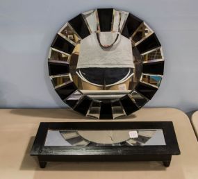 Round Black and Clear Divided Mirror & Footed Mirror