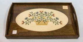 Wood Tray with Cross Stitchwork