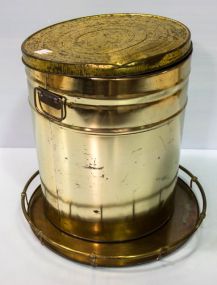Large Tin Can & Brass Tray