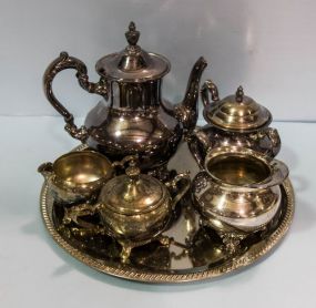 Five Piece Silverplate Tea Set & Tray