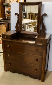 Mahogany Drop Center Dresser with Mirror