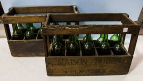 Two Mason Dudon Crates with Green Bottles
