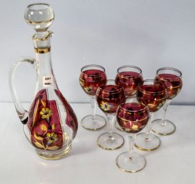 Cranberry Decanter Set