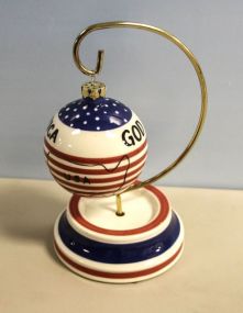 Porcelain Musical God Bless America Ornament