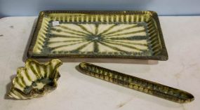 Pottery Tray, Pottery Shell Dish & Pottery Dish
