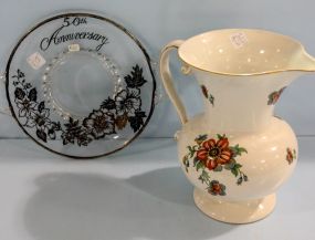 Hand Painted Pitcher & 50th Anniversary Plate
