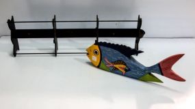 Wood Fish & Hanging Shelf