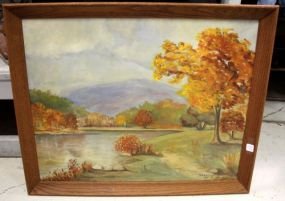 Oil on Canvas of Stream in Oak Frame