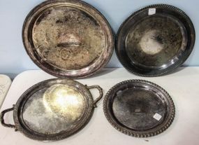 Four Round Silverplate Trays