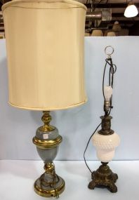 Milk Glass Lamp & Brass Lamp