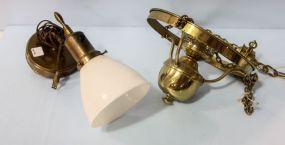 Brass Hanging Light & Brass Wall Sconce