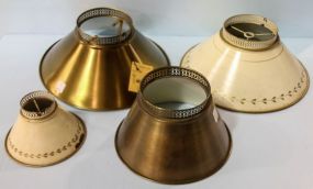 Two Brass Lamp Shades & Two Metal Shades