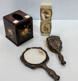 Silverplate Brush, Silverplate Mirror & Tissue Box Holder