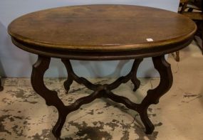 Oval Walnut Victorian Parlor Table
