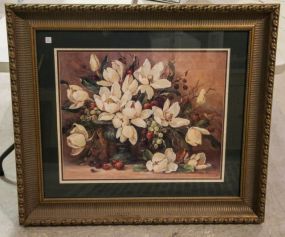 Large Magnolia Print in Gold Frame