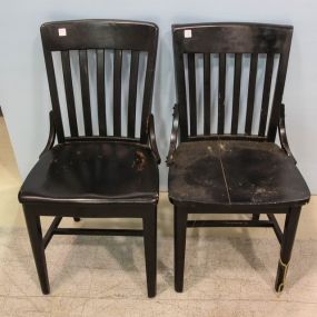 Two Black Slat Back Chairs