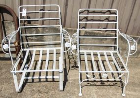 Pair of White Iron Arm Chairs