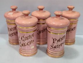 Five Pink Apothecary Jars