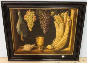 Oil on Canvas of Goblet and Fruit