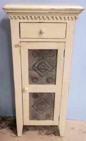 White Punched Tin Cabinet