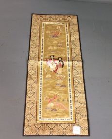 Chinese Silk Embroidered Panel of Ladies Description