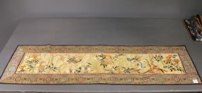 Chinese Faded Green Silk Embroidered Panel Description