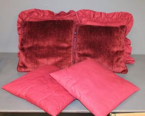 Six Burgundy Throw Pillows Description