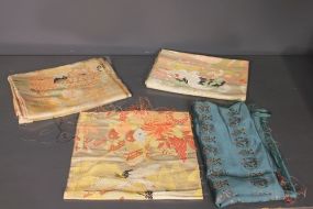 Group of Various Pieces of Fabric in Oriental Motif Description