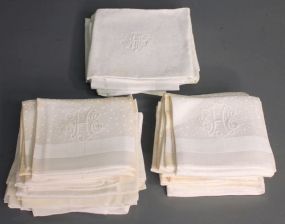 Group of Linen Damask and Linen Embroidery Napkins Description