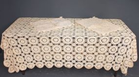 Crochet Bedspread and Pair of Crochet Pillow Cases Description