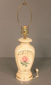 Lamp with Gold Trim and Rose Design