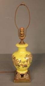 Green Floral Pattern Vase Mounted as Lamp